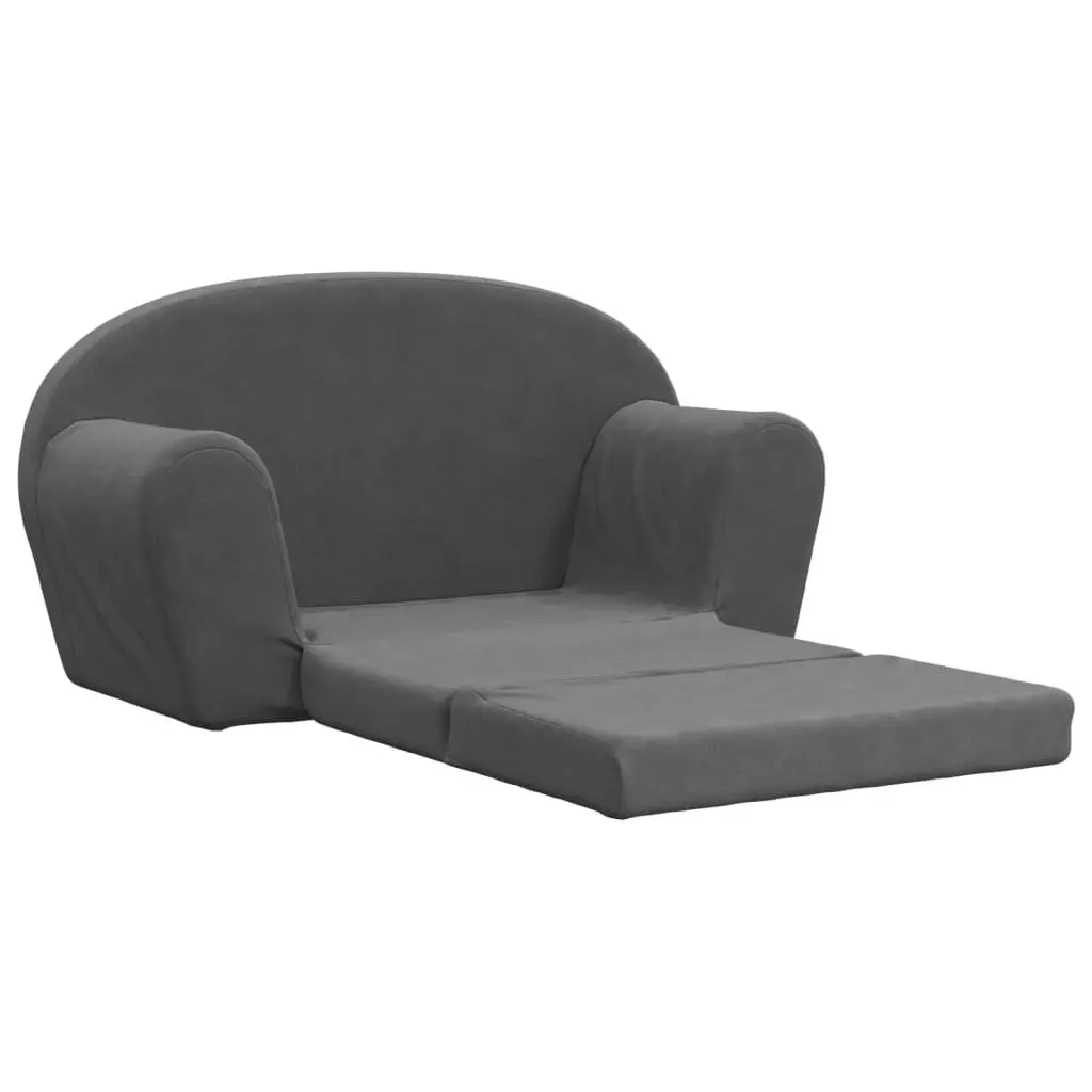 Kids Sofa Bed Soft Plush 2-Seater Foldable Armchair Mini Bed Anthracite