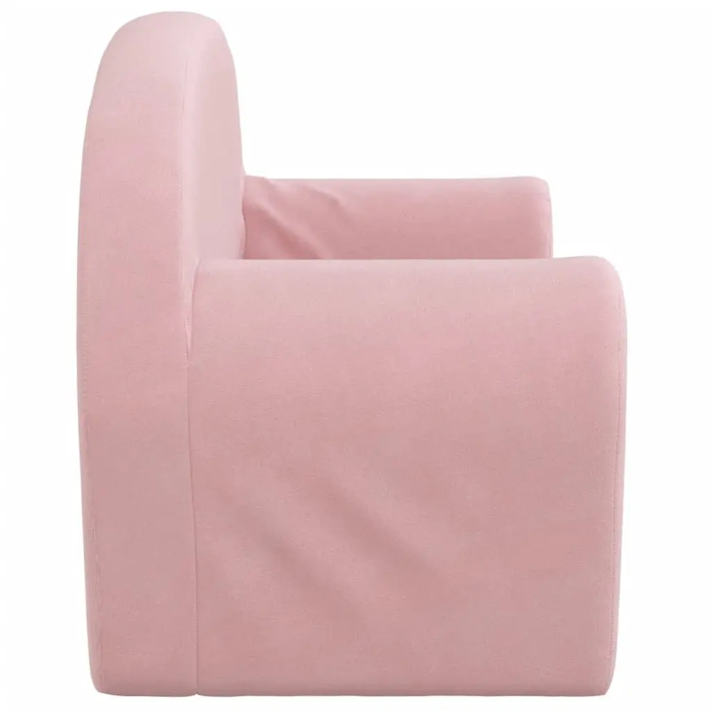 Kids Folding Convertible Armchair Plush Sofa Bed 2-Seater Pink