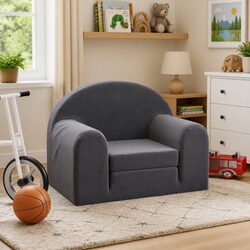 Kids Sofa Bed 2-in-1 Armchair Convertible Soft Plush Anthracite Fold Out