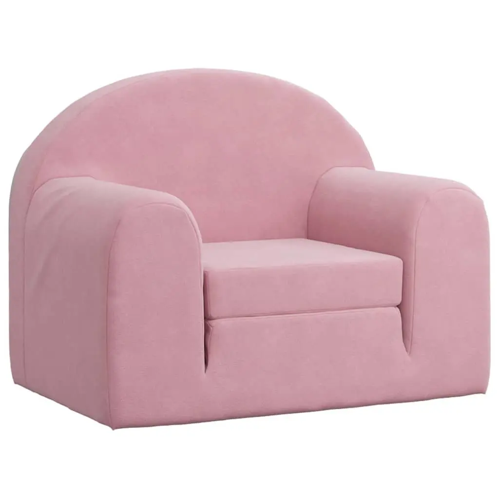 Kids Sofa Bed Convertible Plush Soft Mini Bed Pink 2-in-1 Folding Armchair