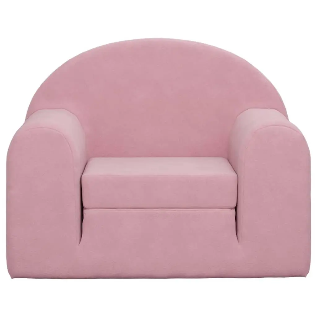 Kids Sofa Bed Convertible Plush Soft Mini Bed Pink 2-in-1 Folding Armchair
