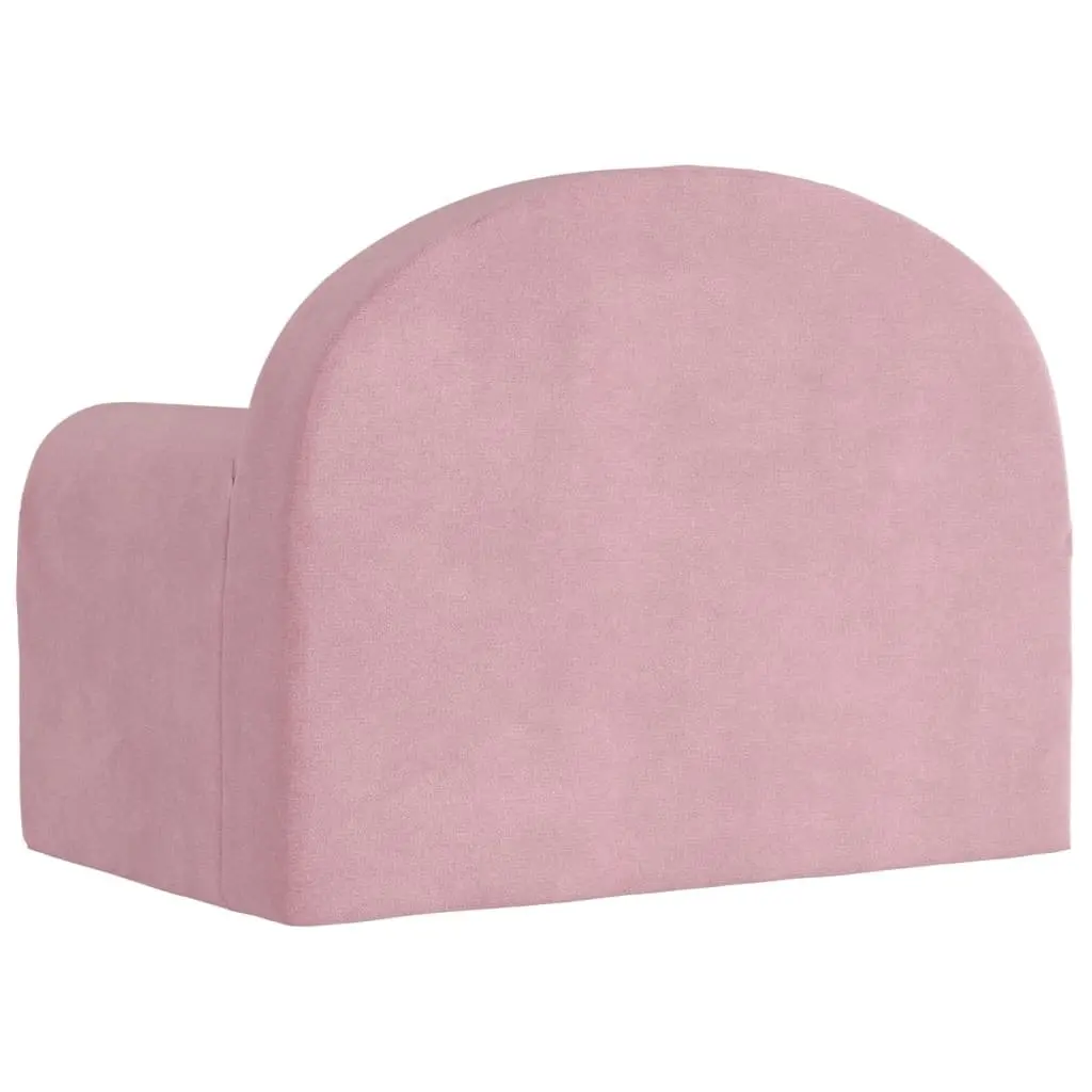 Kids Sofa Bed Convertible Plush Soft Mini Bed Pink 2-in-1 Folding Armchair