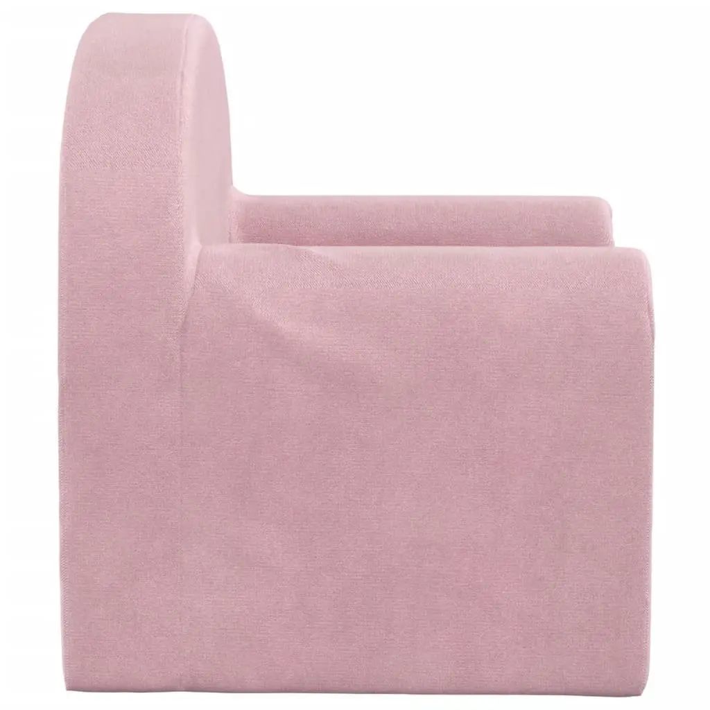 Kids Sofa Bed Convertible Plush Soft Mini Bed Pink 2-in-1 Folding Armchair