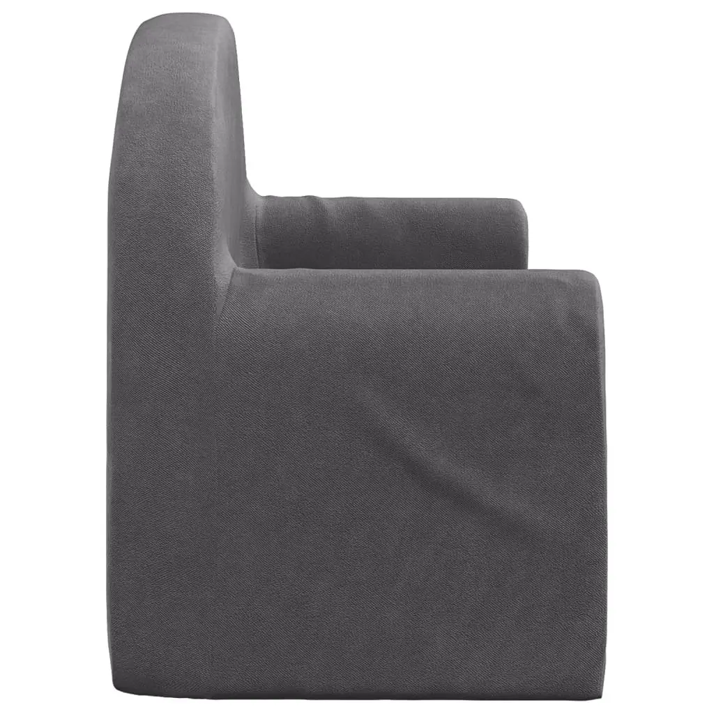 Kids Sofa Bed Plush 2-Seater Anthracite Foldable Armchair