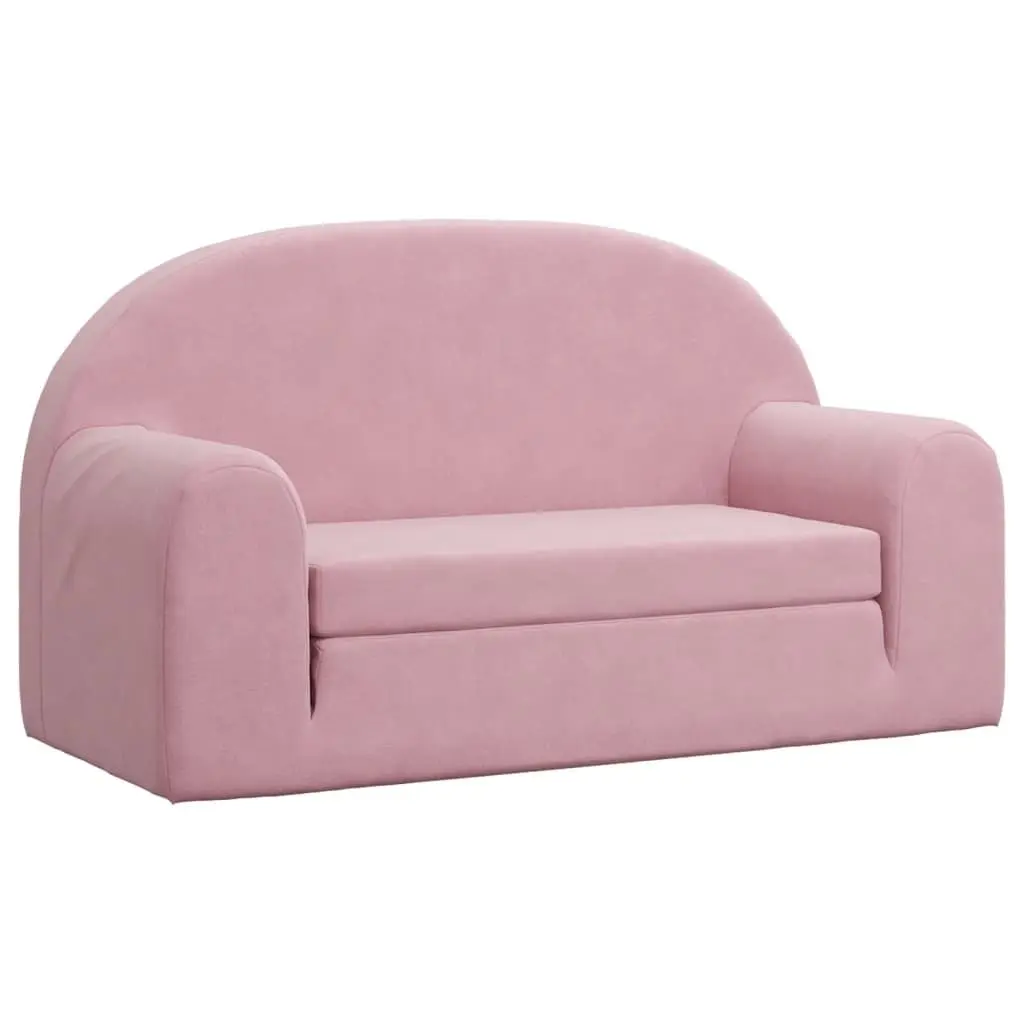 Kids Sofa Bed Pink Soft Plush Fold-Out 2-Seater Chair Furniture
