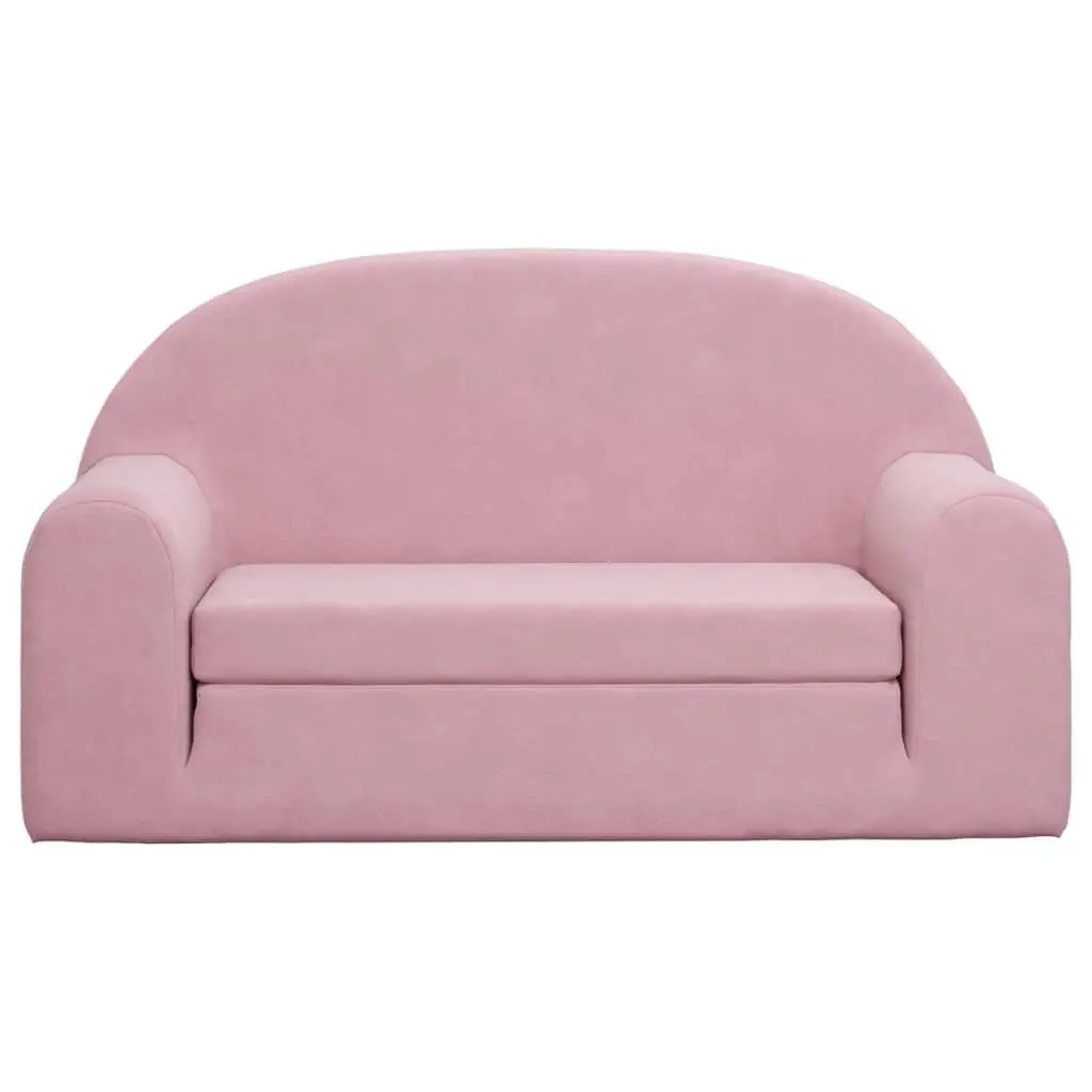 Kids Sofa Bed Pink Soft Plush Fold-Out 2-Seater Chair Furniture