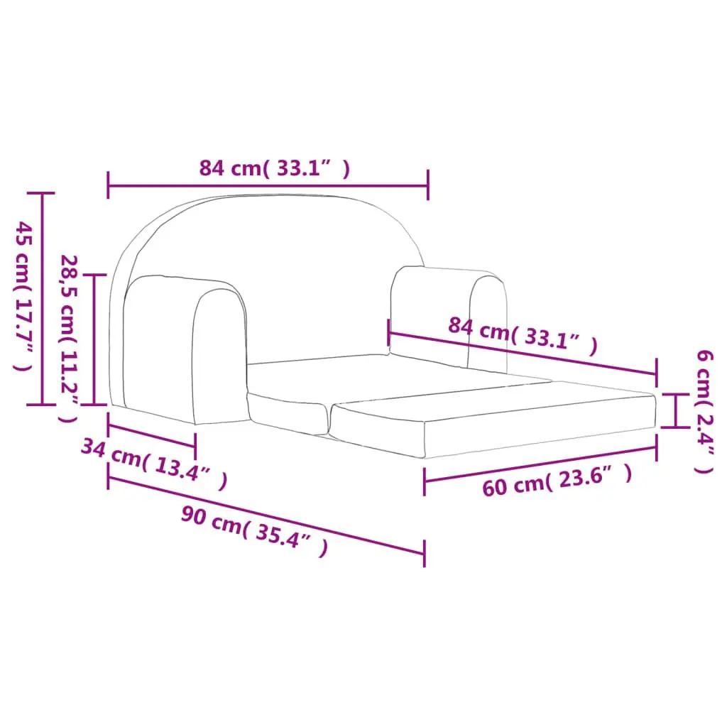 Kids Sofa Bed Pink Soft Plush Fold-Out 2-Seater Chair Furniture