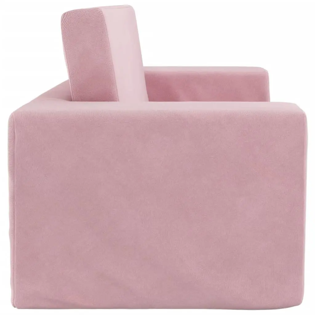 Kids' Sofa Bed Plush 2-Seater Pink Soft Folding Armchair