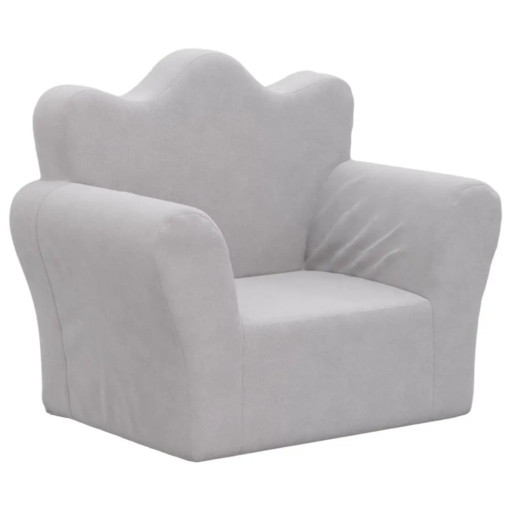 Kids Sofa Soft Plush Grey Removable Cover Washable Children Couch with Armrests