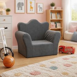 Kids Sofa Anthracite Soft Plush Couch Children Furniture Comfortable Reading