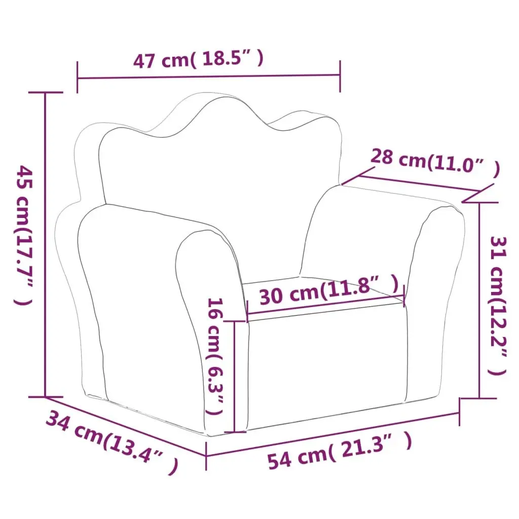 Kids Sofa Soft Plush Removable Cover Pink Toddler Couch Armrest Backrest