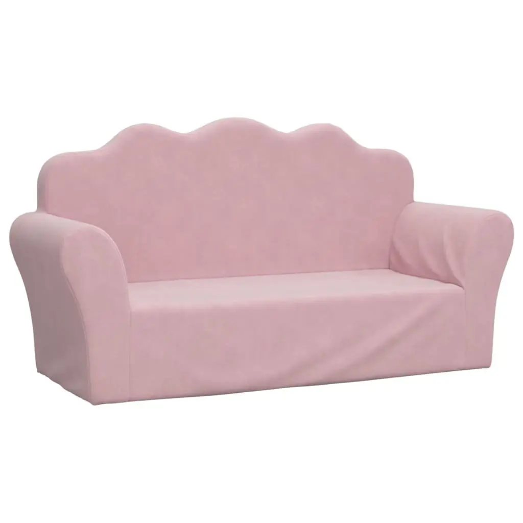 Kids' Sofa Soft Plush 2-Seater Pink Couch