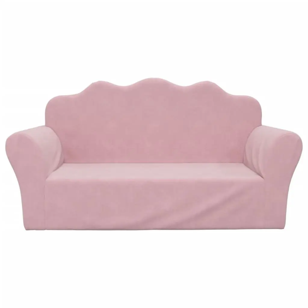 Kids' Sofa Soft Plush 2-Seater Pink Couch