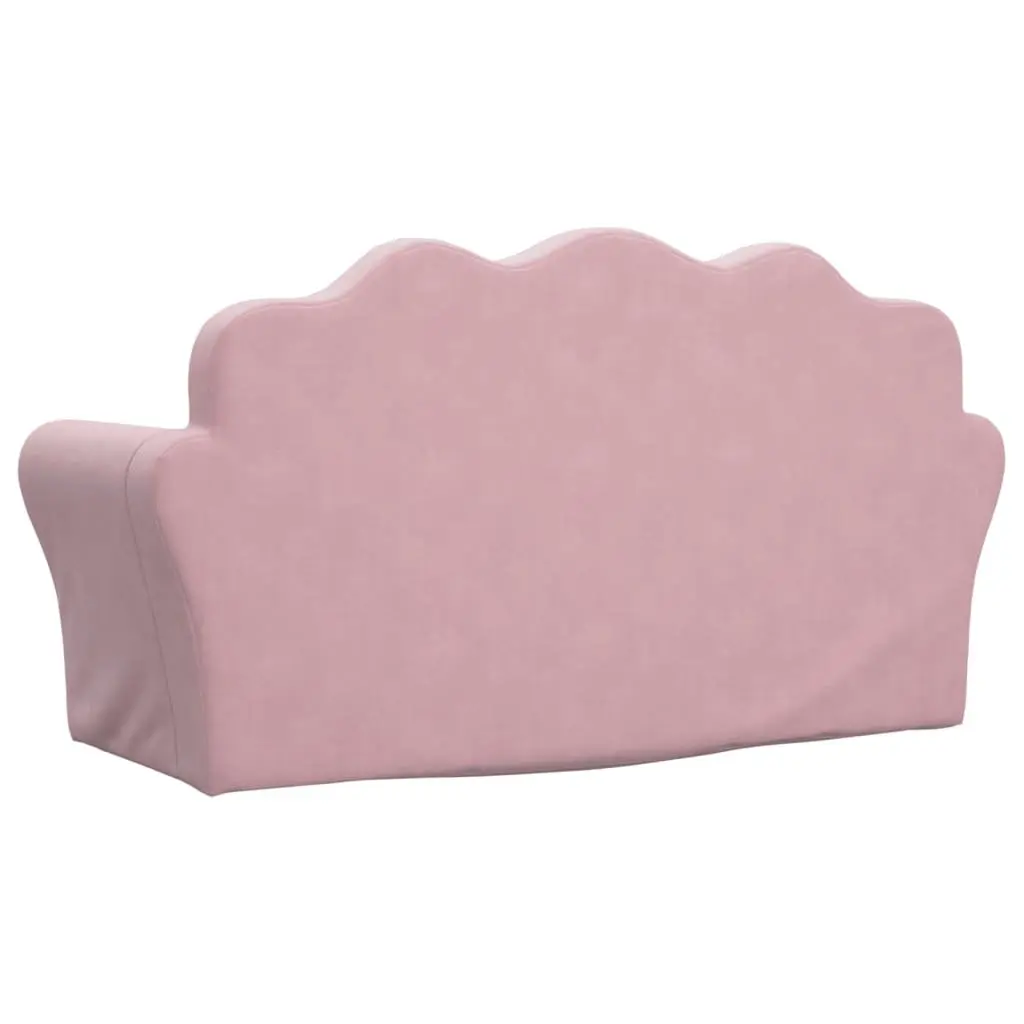 Kids' Sofa Soft Plush 2-Seater Pink Couch