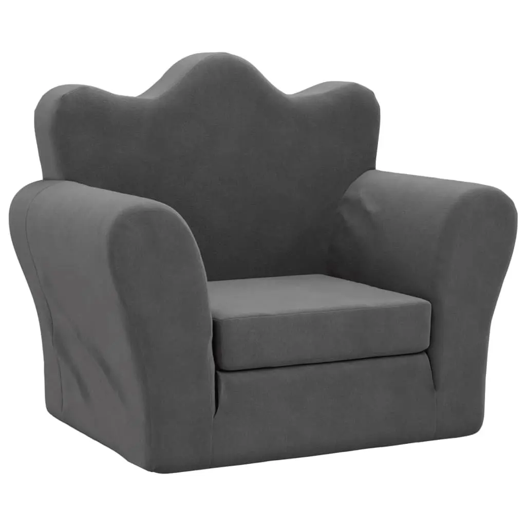 Kids Sofa Bed Folding Plush 2-in-1 Armchair Mini Sofa Bed Anthracite