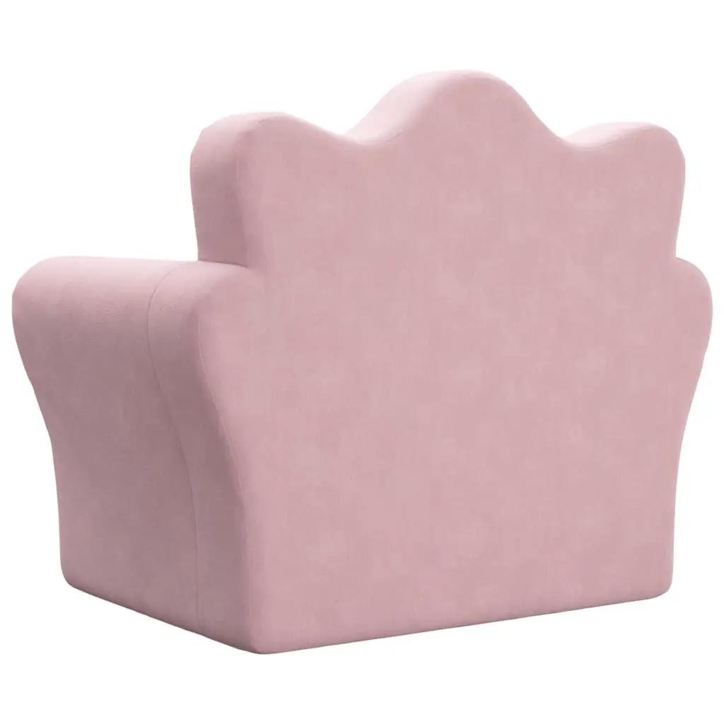 Kids Folding Sofa Bed Plush Pink 2-in-1 Soft Armchair Toddler Furniture for Play and Nap