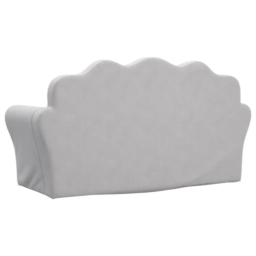 Kids Sofa Bed Fold Out Armchair 2-Seater Soft Plush Light Grey
