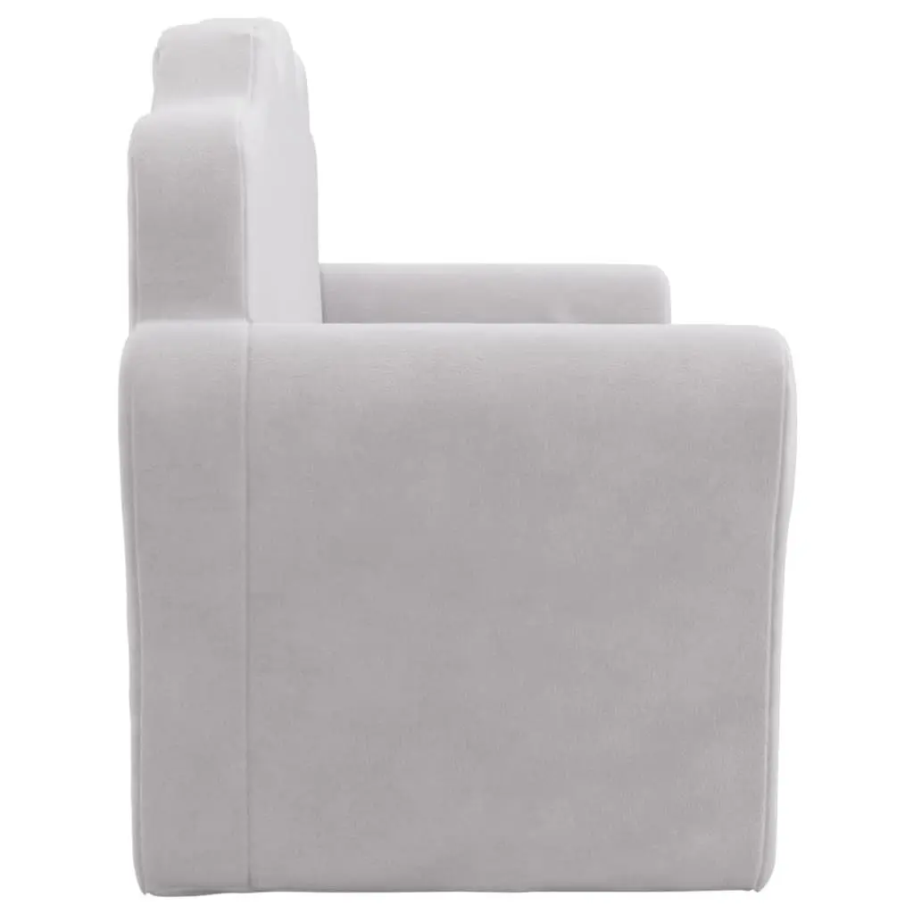 Kids Sofa Bed Fold Out Armchair 2-Seater Soft Plush Light Grey