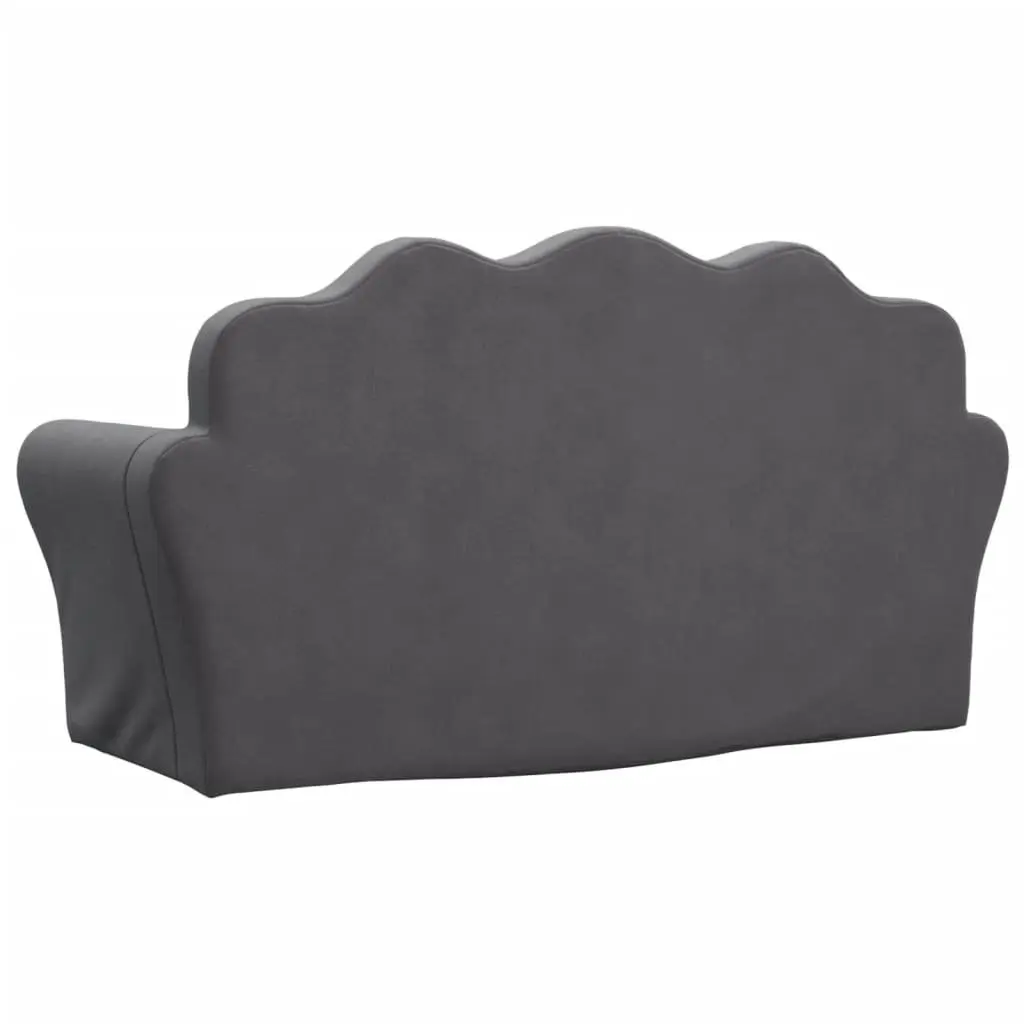 Kids Sofa Bed Plush 2-Seater Anthracite Soft Fold-Out Armchair