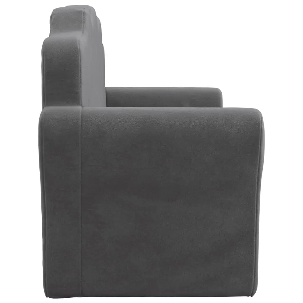 Kids Sofa Bed Plush 2-Seater Anthracite Soft Fold-Out Armchair