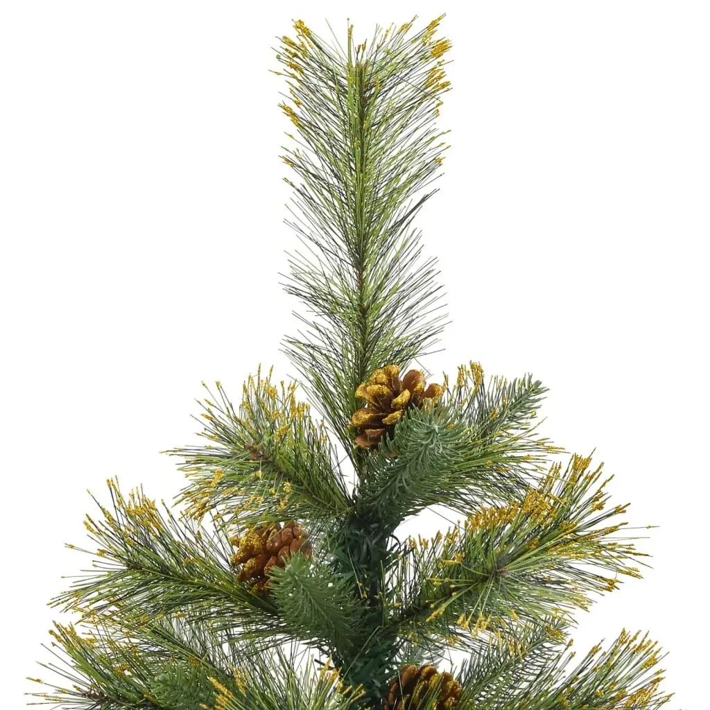 Artificial Hinged Christmas Tree 120cm Green with Cones Pine Needles Holiday