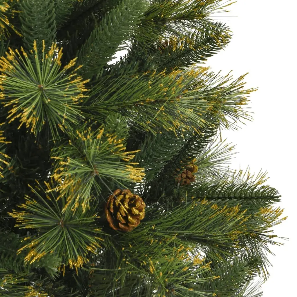 Artificial Hinged Christmas Tree 120cm Green with Cones Pine Needles Holiday