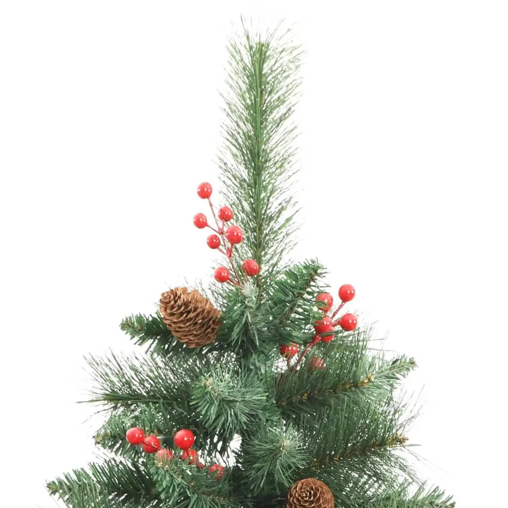 Artificial Christmas Tree Green 180cm Hinged Construction with Berries and Cones
