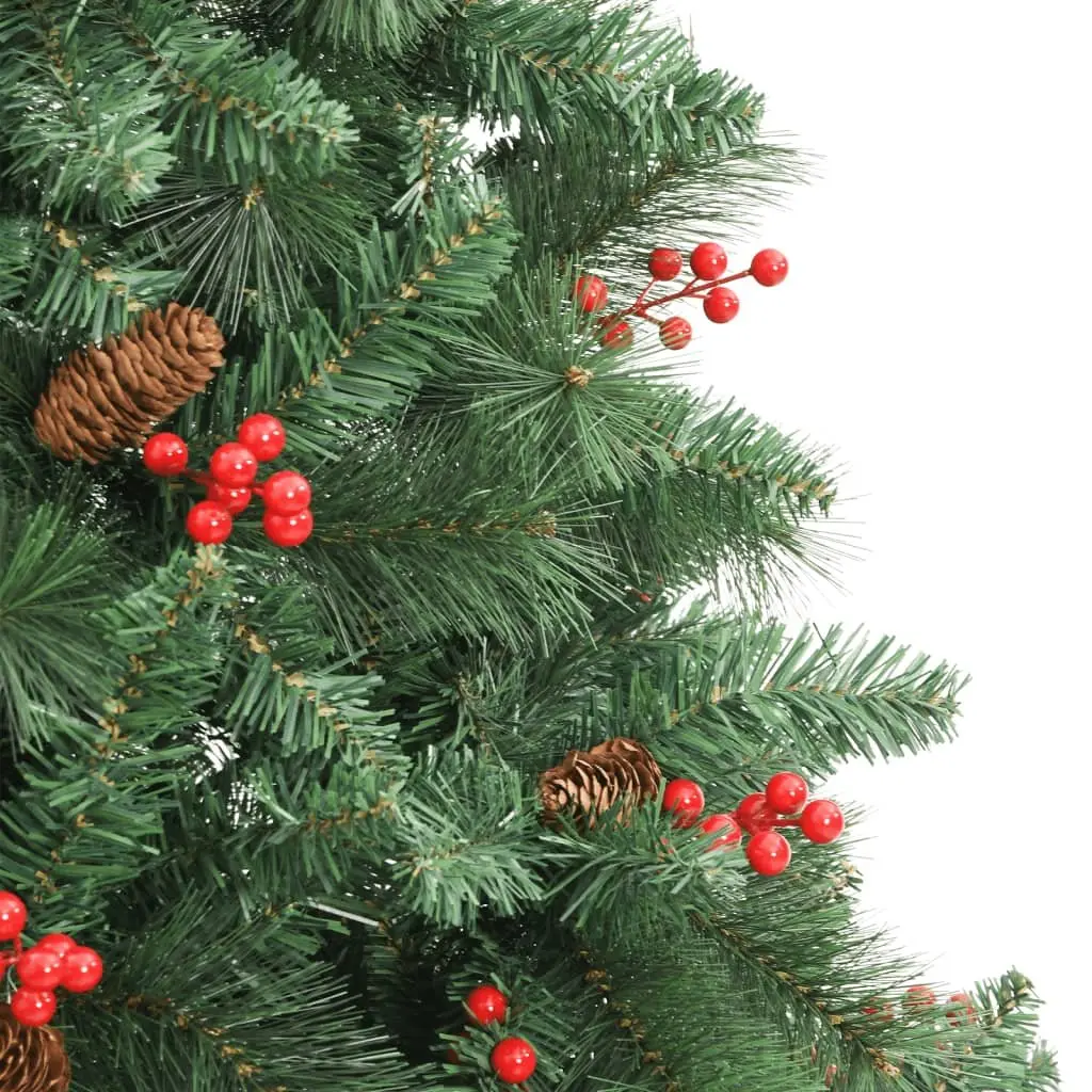 Artificial Christmas Tree Green 180cm Hinged Construction with Berries and Cones
