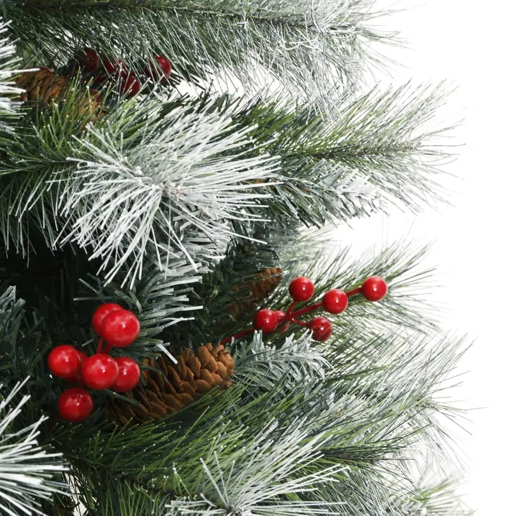 Artificial Hinged Christmas Tree White 150cm with Cones and Berries