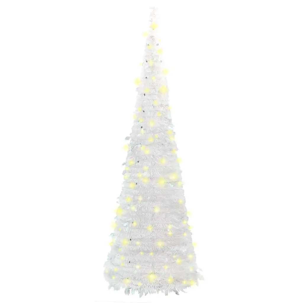 Artificial Christmas Tree PVC 120cm White 50 LEDs 8 Lighting Modes