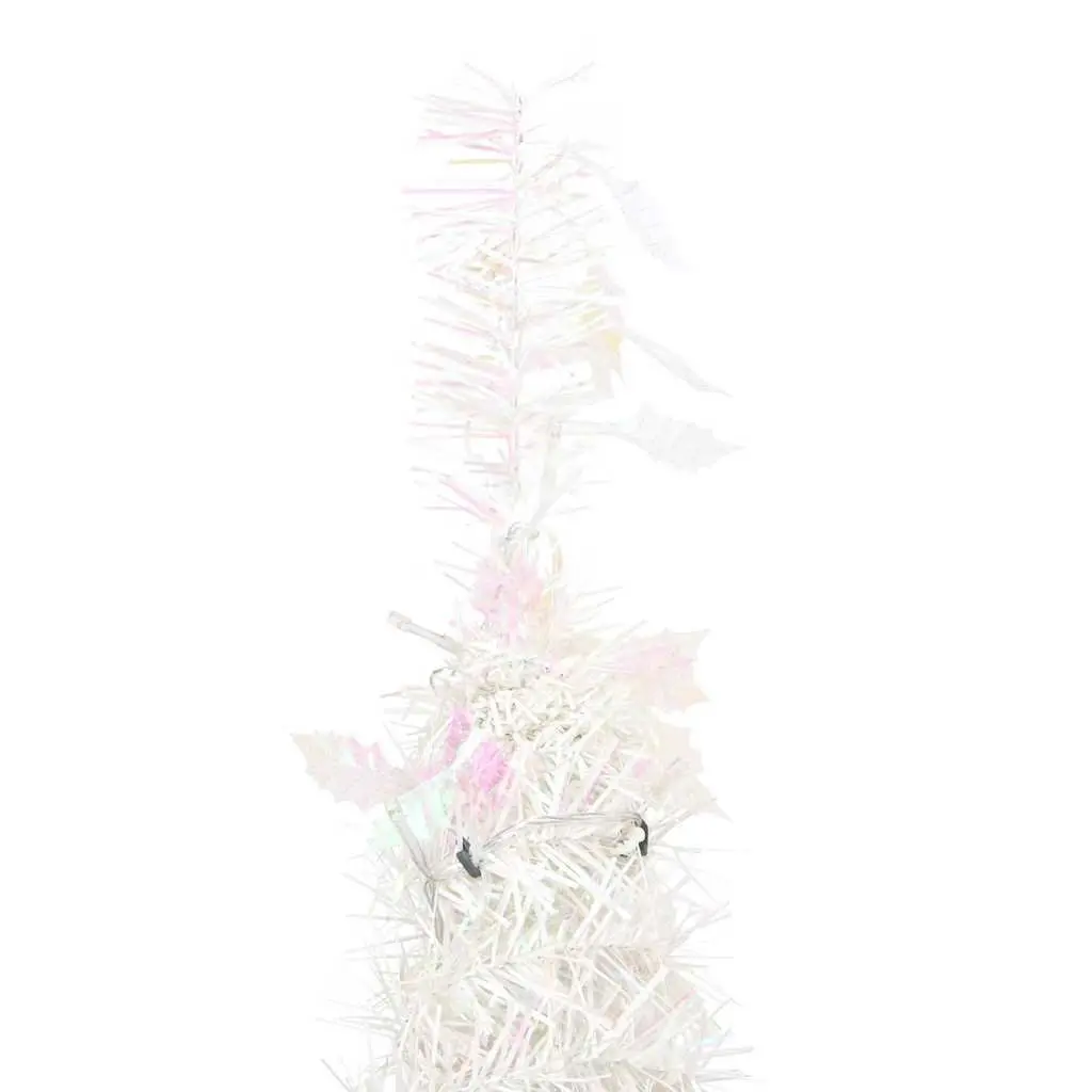 Artificial Christmas Tree 150cm White PVC Pop-up with 100 LEDs Holiday Decoration