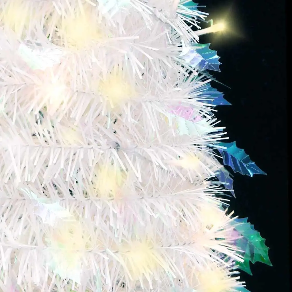 Artificial Christmas Tree 150cm White PVC Pop-up with 100 LEDs Holiday Decoration
