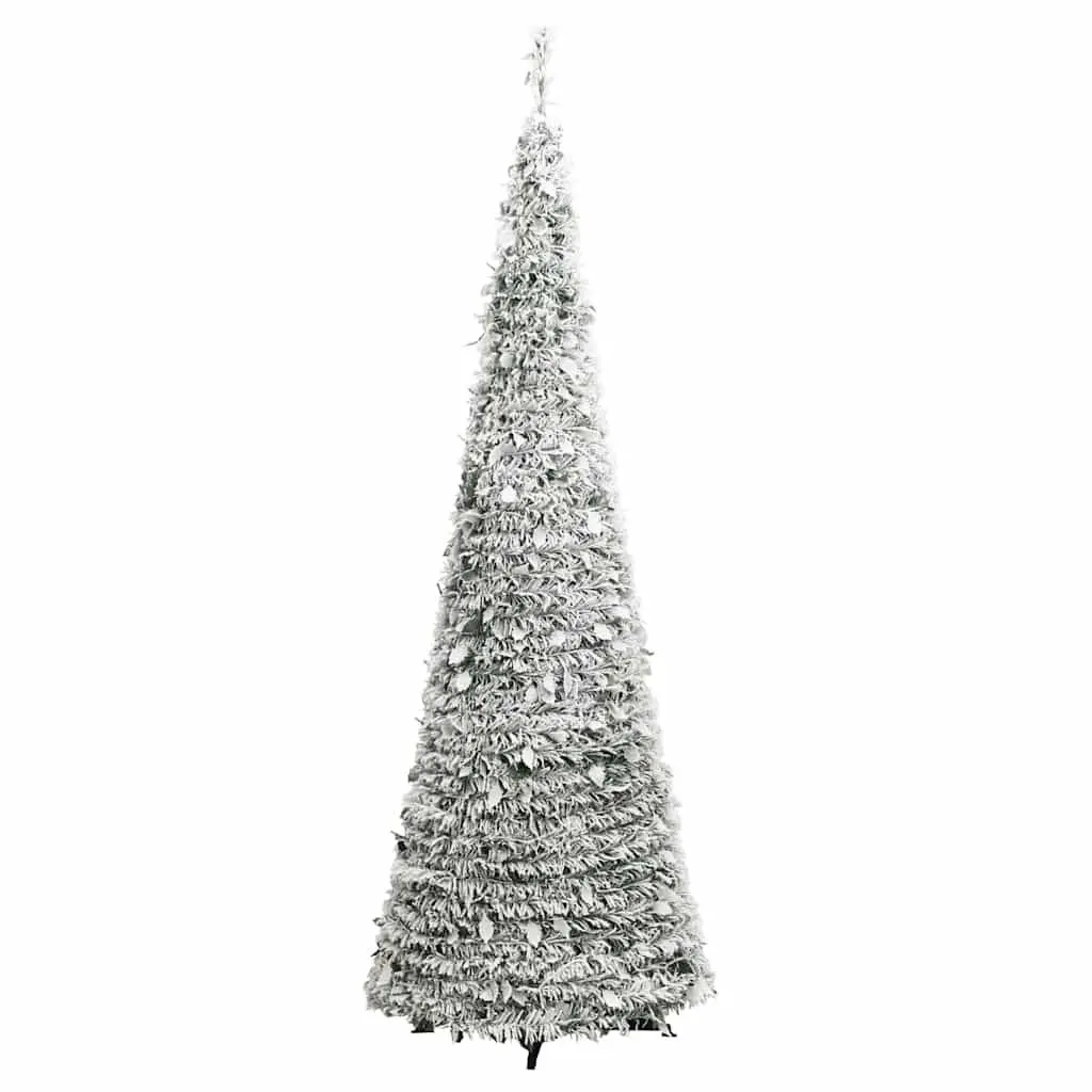 Artificial Christmas Tree Seasonal Decoration Flocked Snow 150cm White with 100 LED Lights