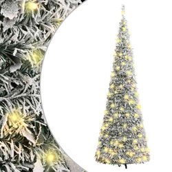 Artificial Christmas Tree Pop-up Flocked Snow 180cm 150 LEDs 8 Lighting Modes