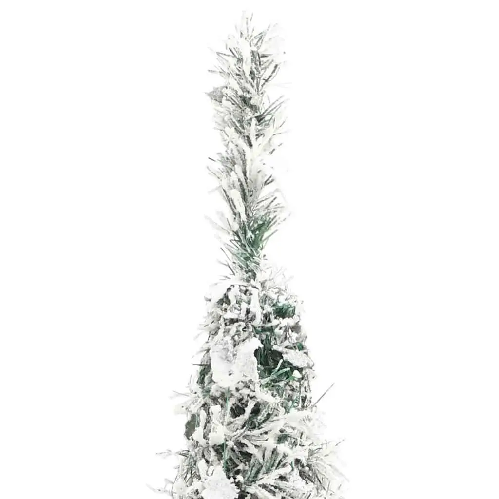 Artificial Christmas Tree Flocked Snow 180cm White PVC with 150 LEDs