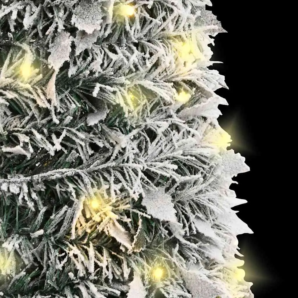 Artificial Christmas Tree Flocked Snow 180cm White PVC with 150 LEDs
