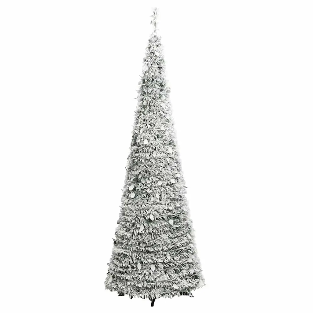 Artificial Christmas Tree Flocked Snow 210cm White with 200 LEDs