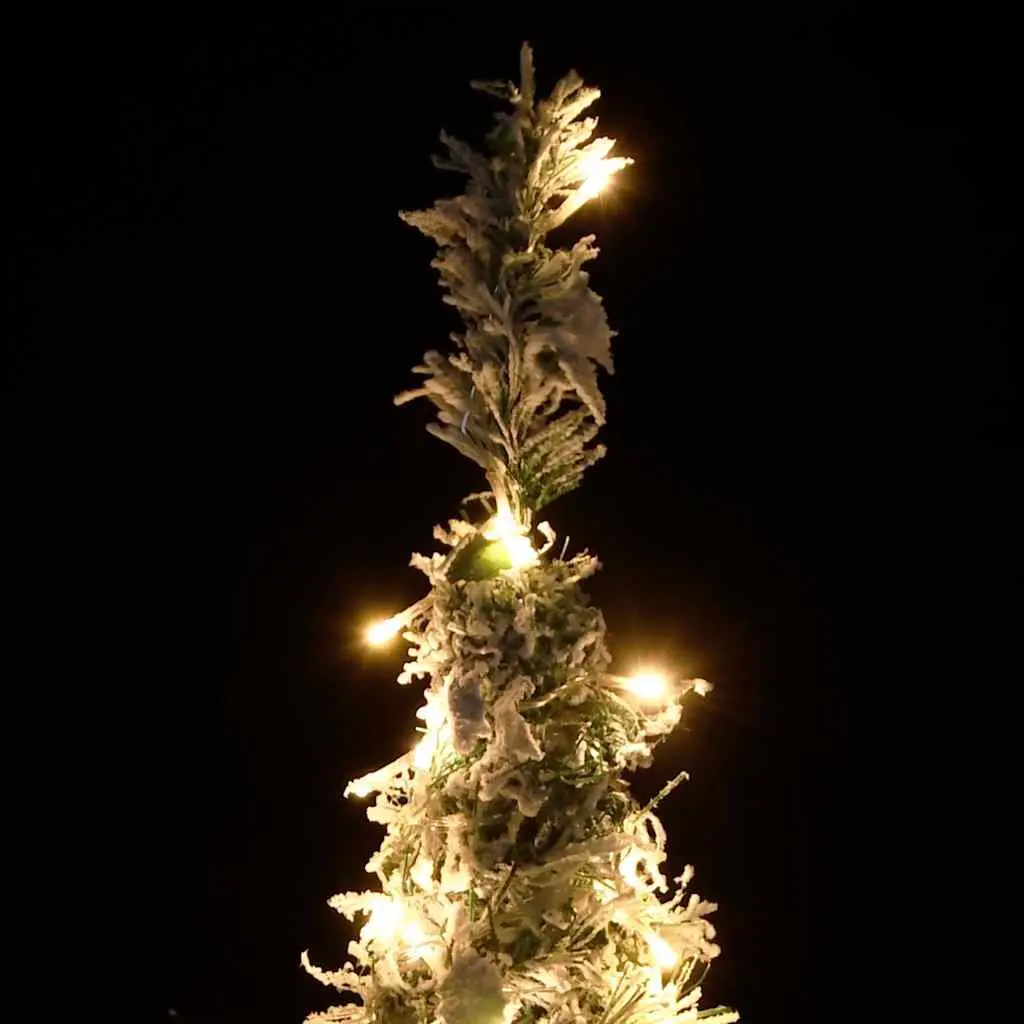 Artificial Christmas Tree Flocked Snow 210cm White with 200 LEDs