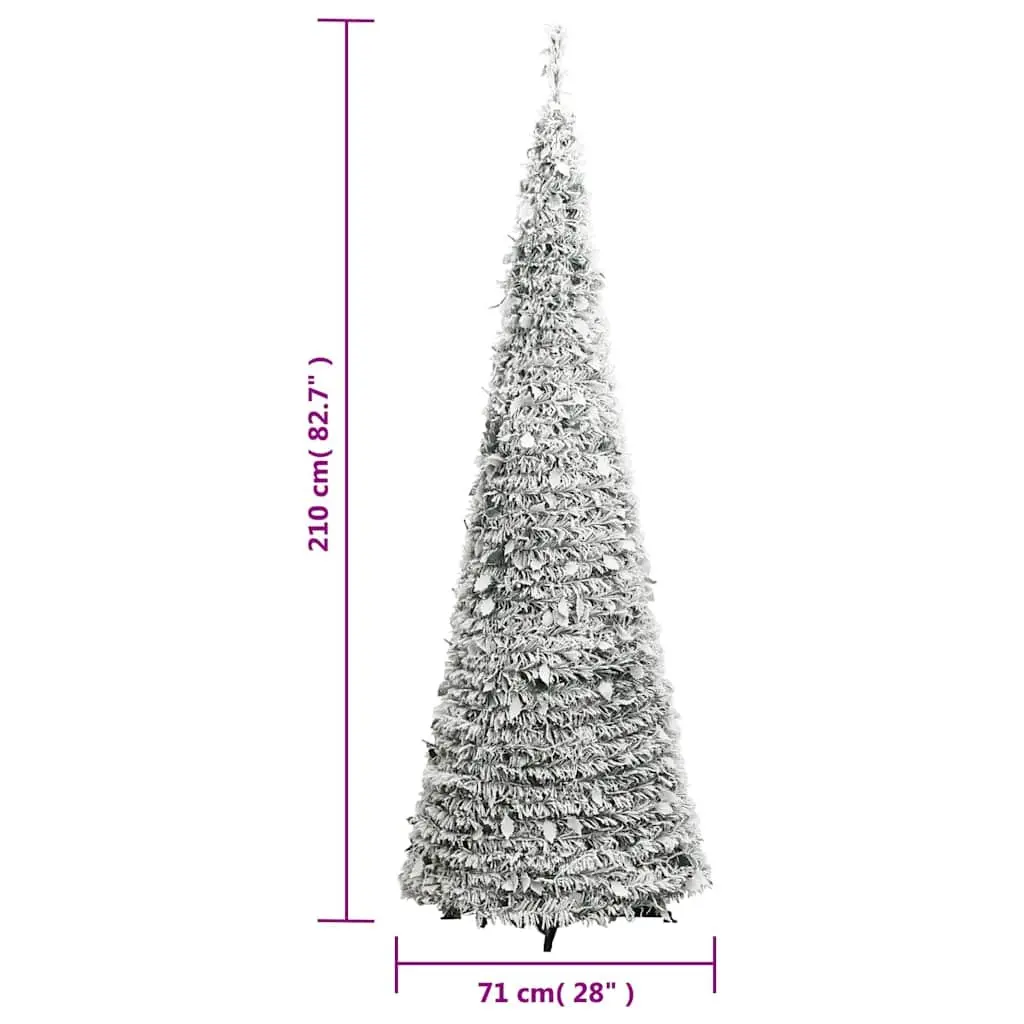 Artificial Christmas Tree Flocked Snow 210cm White with 200 LEDs