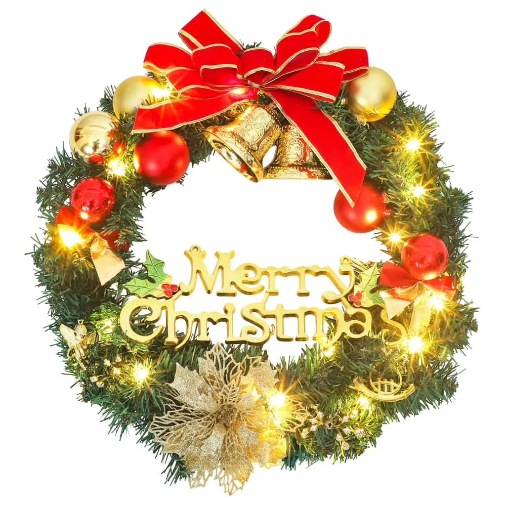 Christmas Wreath PVC 45cm Green with 20 LED Lights