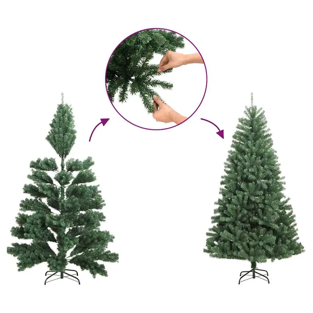 Artificial Christmas Trees Green 120cm 2pcs LED Lighted Decoration Pot