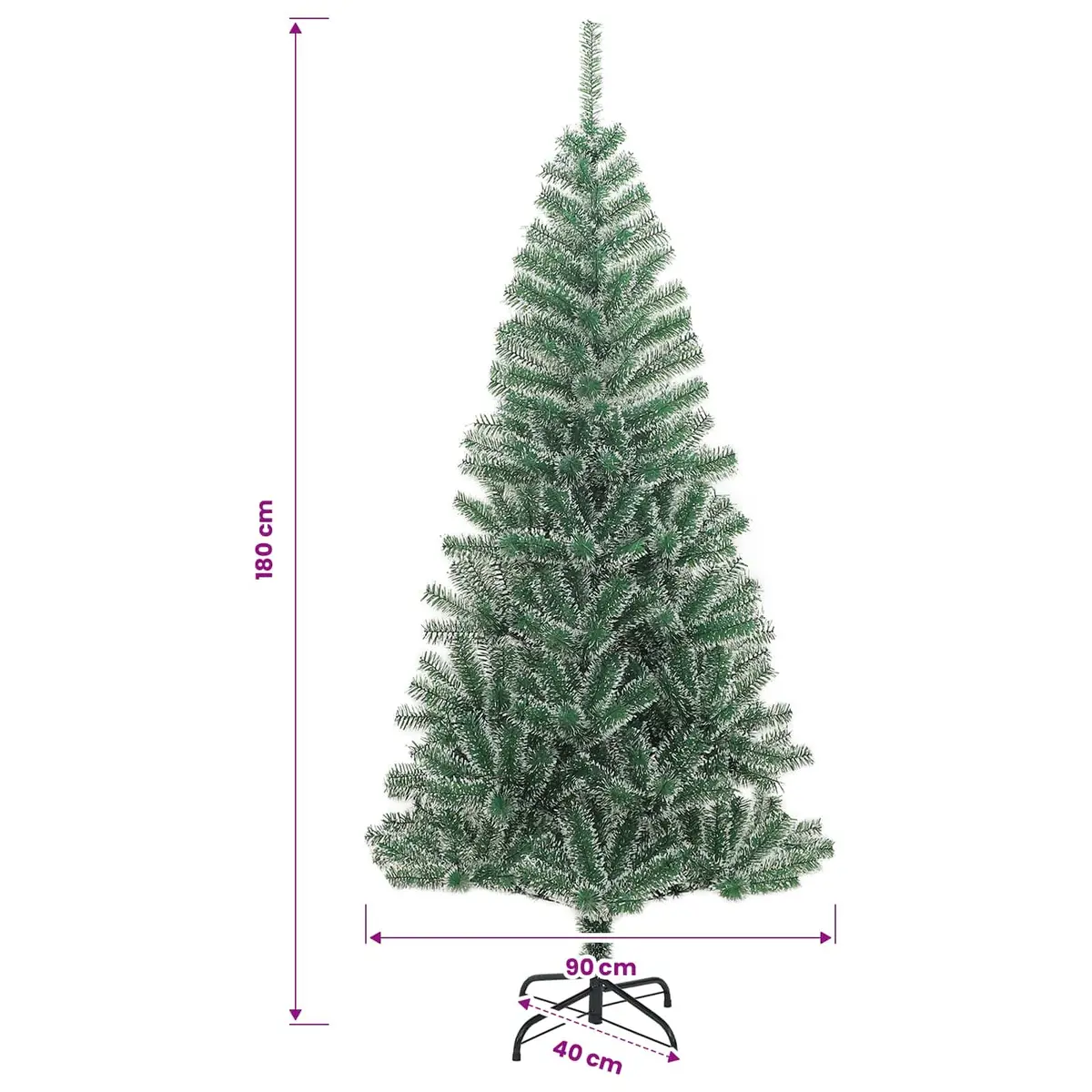 Artificial Christmas Tree 180 cm Flocked Snow Green Realistic Holiday Seasonal