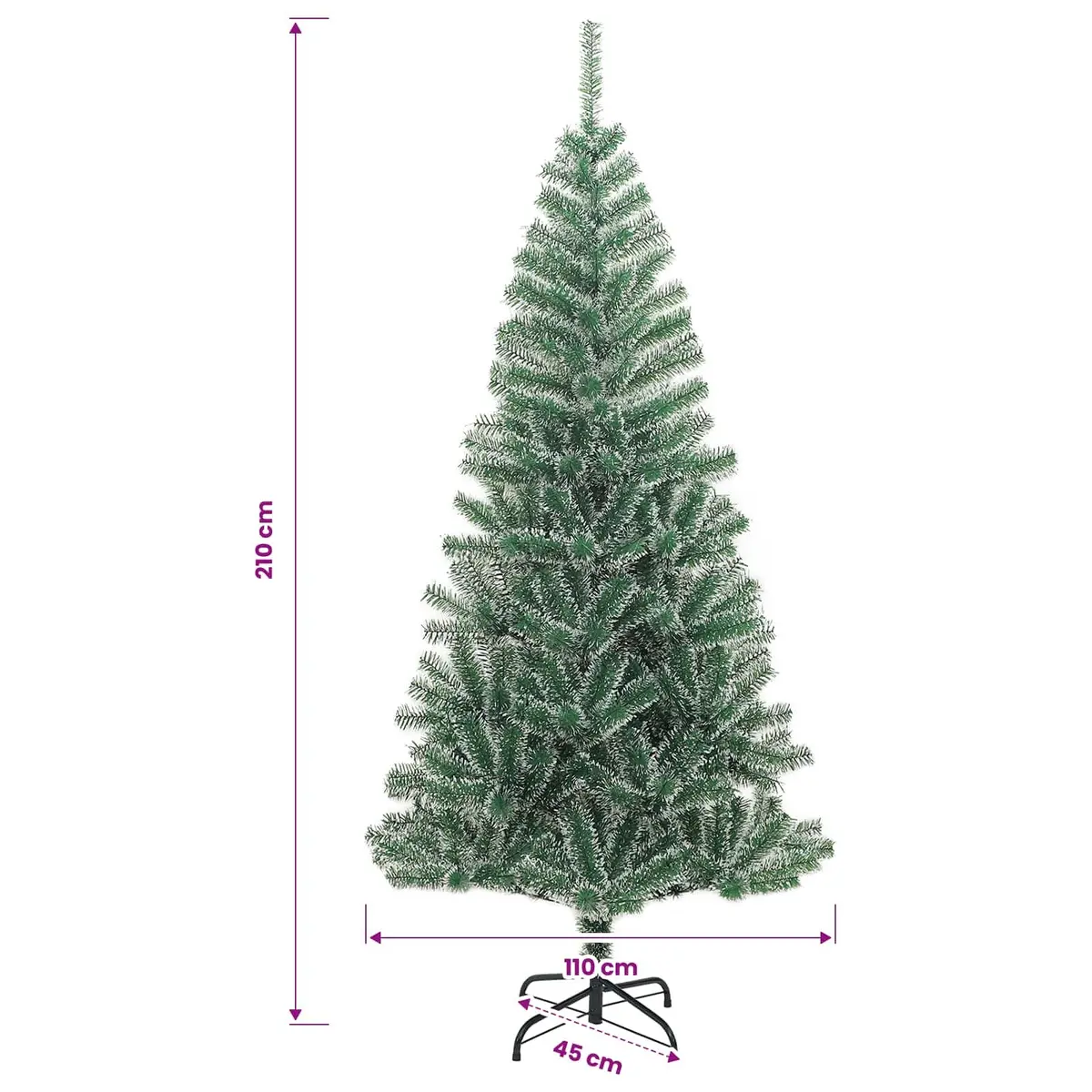 Artificial Christmas Tree 210cm Green Flocked Snow Realistic Holiday Seasonal