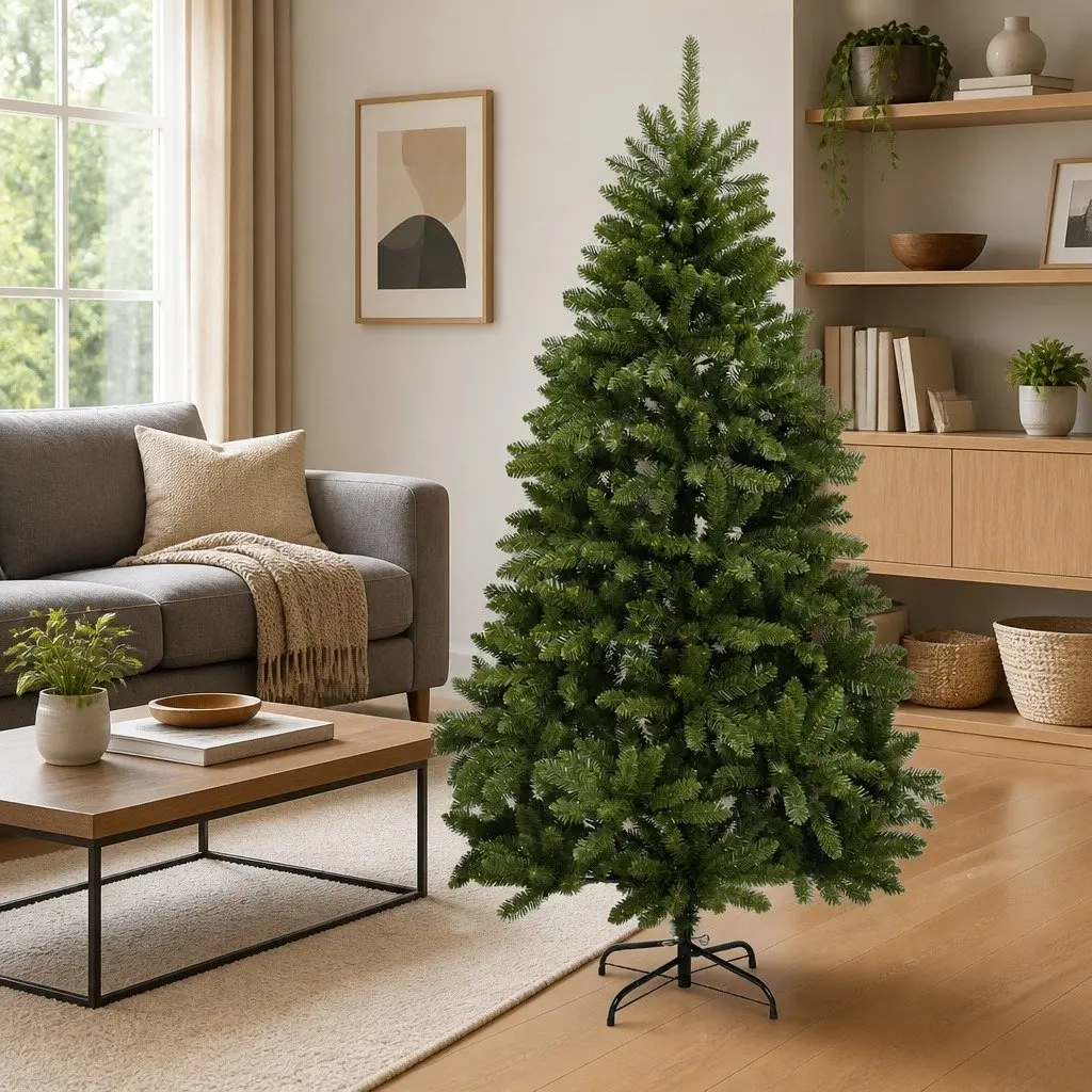 Artificial Christmas Tree Hinged 210cm Green PVC Tips
