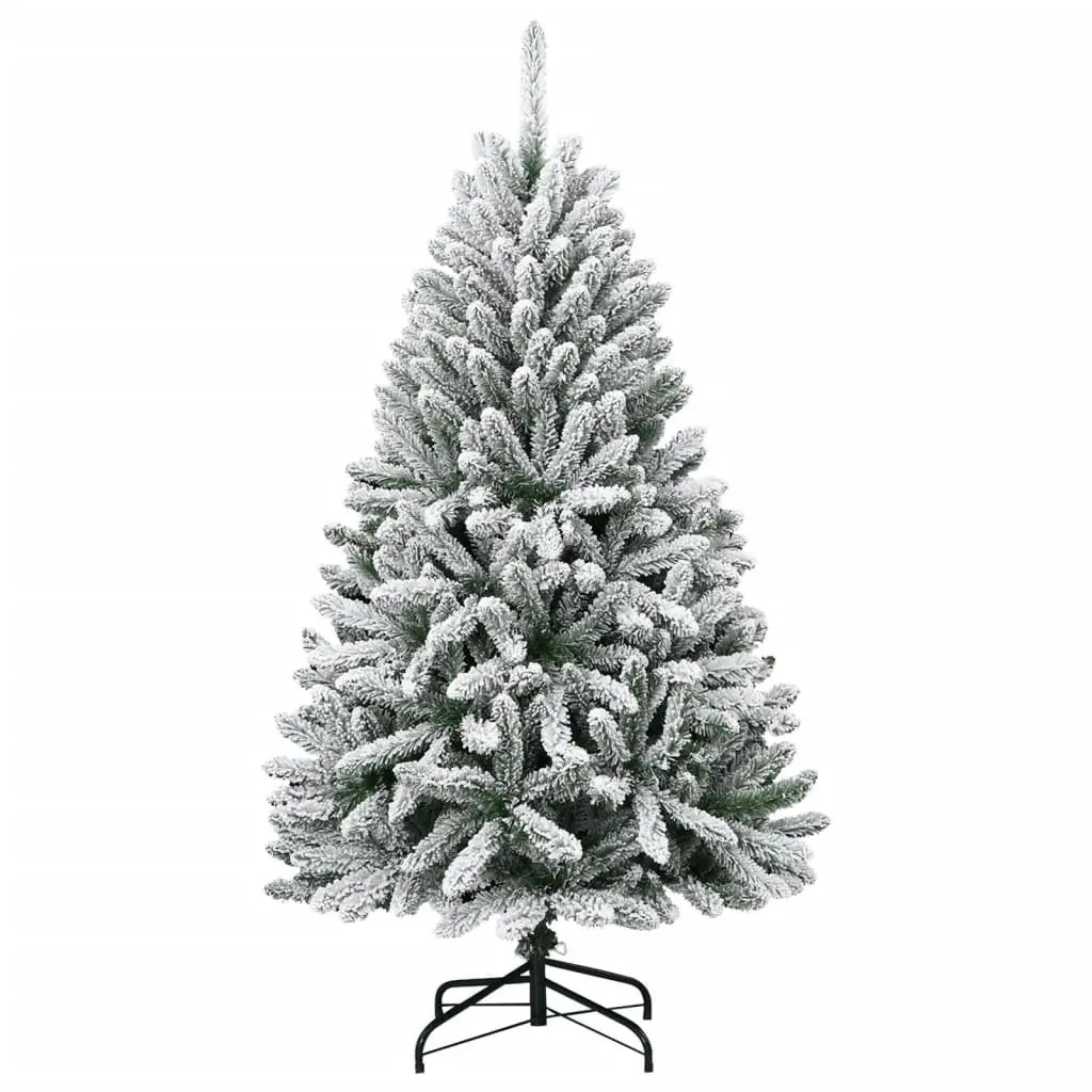 Artificial Hinged Christmas Tree 150 cm Flocked Snow White Holiday Decoration