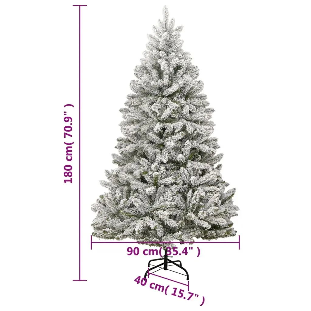 Artificial Christmas Tree Hinged 180cm White Flocked Snow PVC Tips