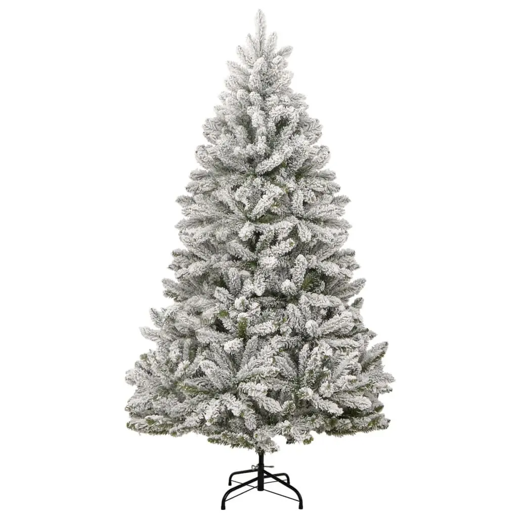 Artificial Christmas Tree Hinged PVC 210cm White Flocked Snow