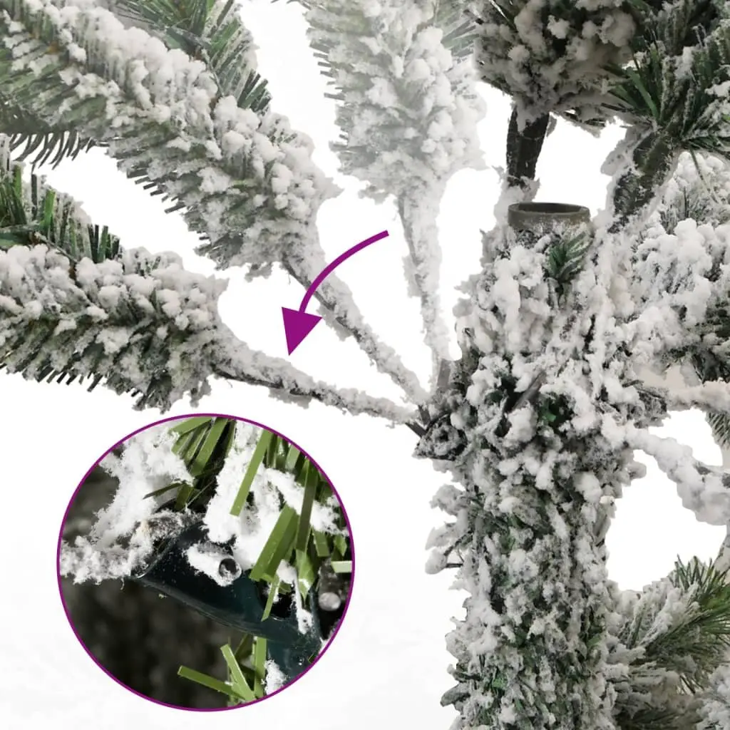Artificial Hinged Christmas Tree 240cm White Flocked Snow Realistic PVC Tips
