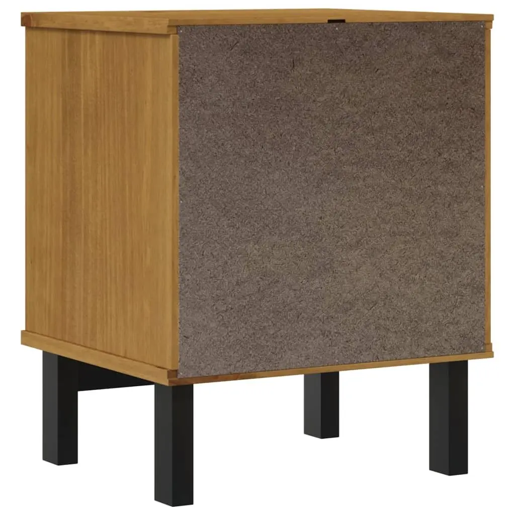 Brown Bedside Table Solid Pine Wood 40x35x50 cm Nightstand with Drawer and Compartment for Bedroom Storage