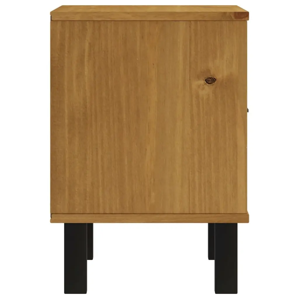 Brown Bedside Table Solid Pine Wood 40x35x50 cm Nightstand with Drawer and Compartment for Bedroom Storage